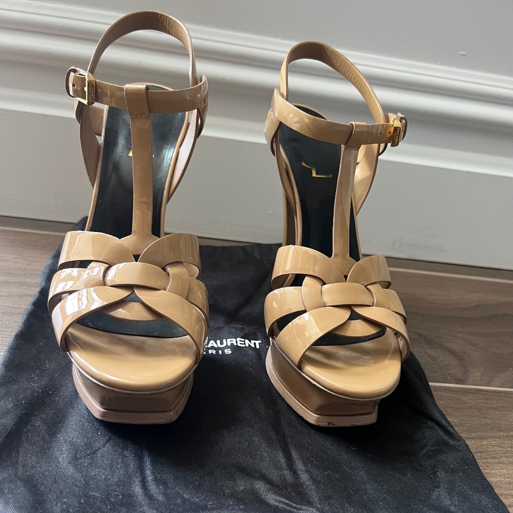 Saint Laurent patent leather Tribute Sandal
